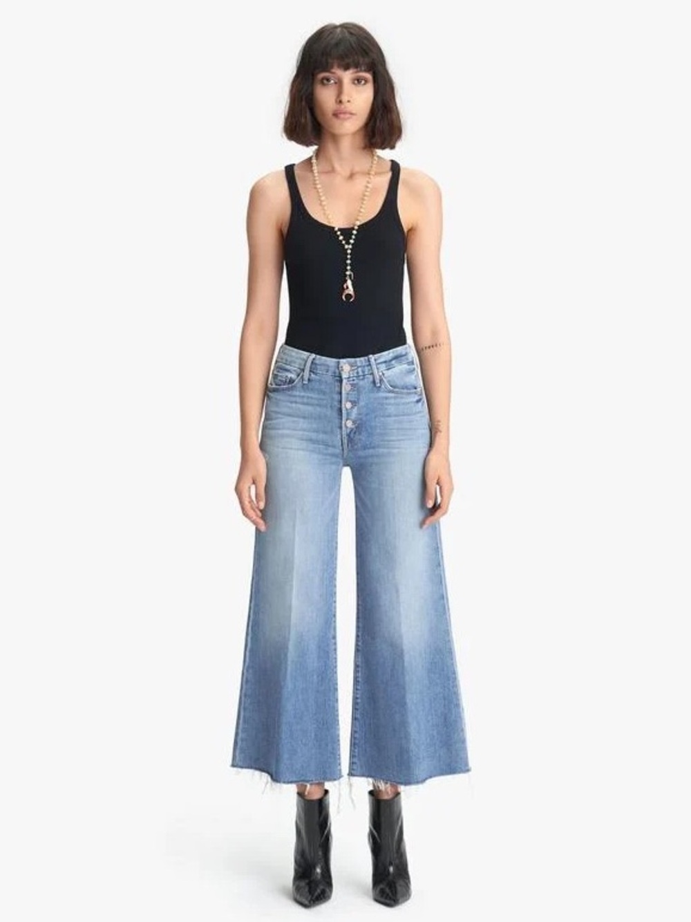 MOTHER The Pixie Roller Ankle Fray “Let’s Kick It” Wide Leg Jean